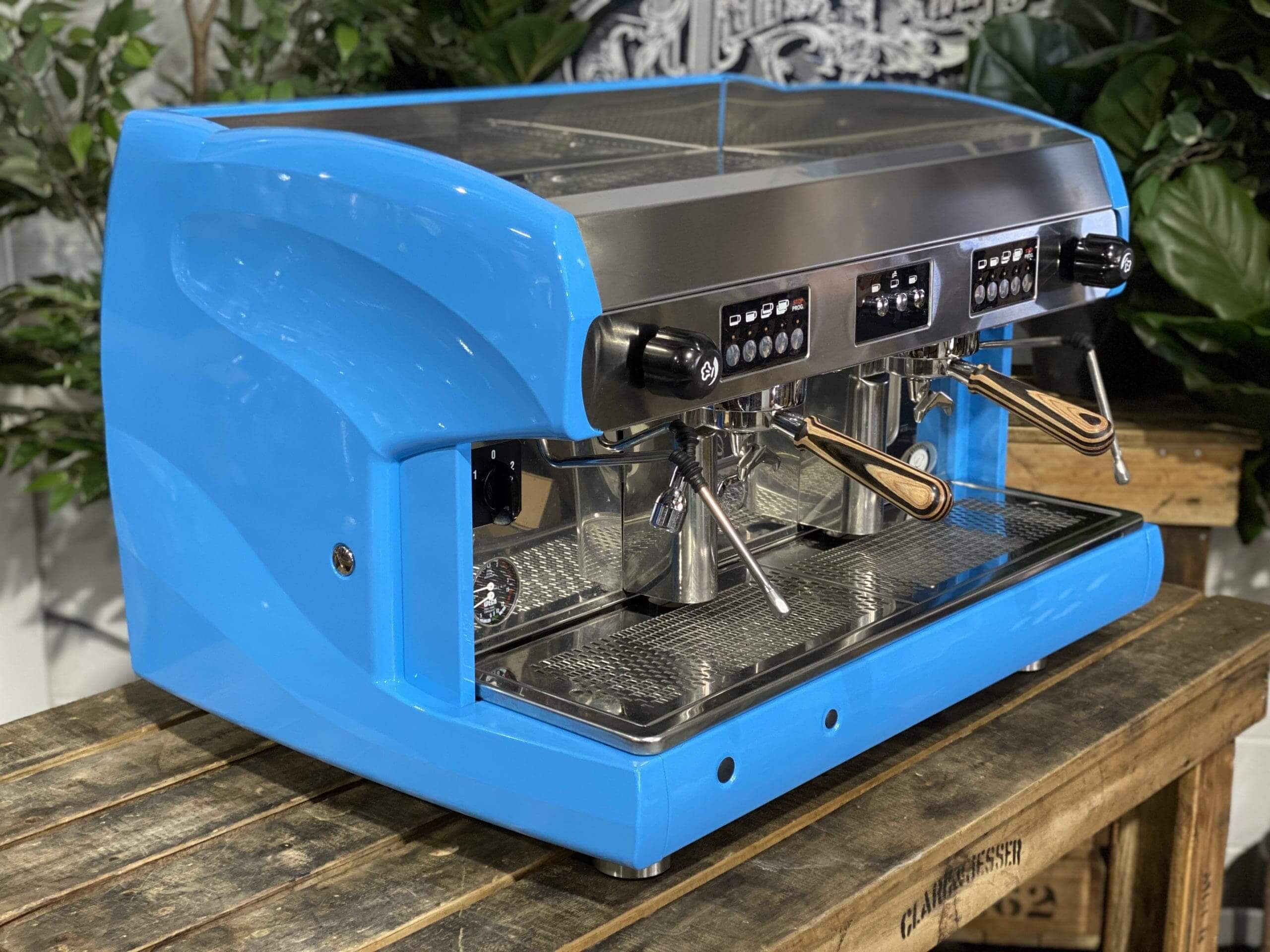 Wega Polaris High Cup Timber Handles - 2 Group Commercial Espresso Machine - Blue