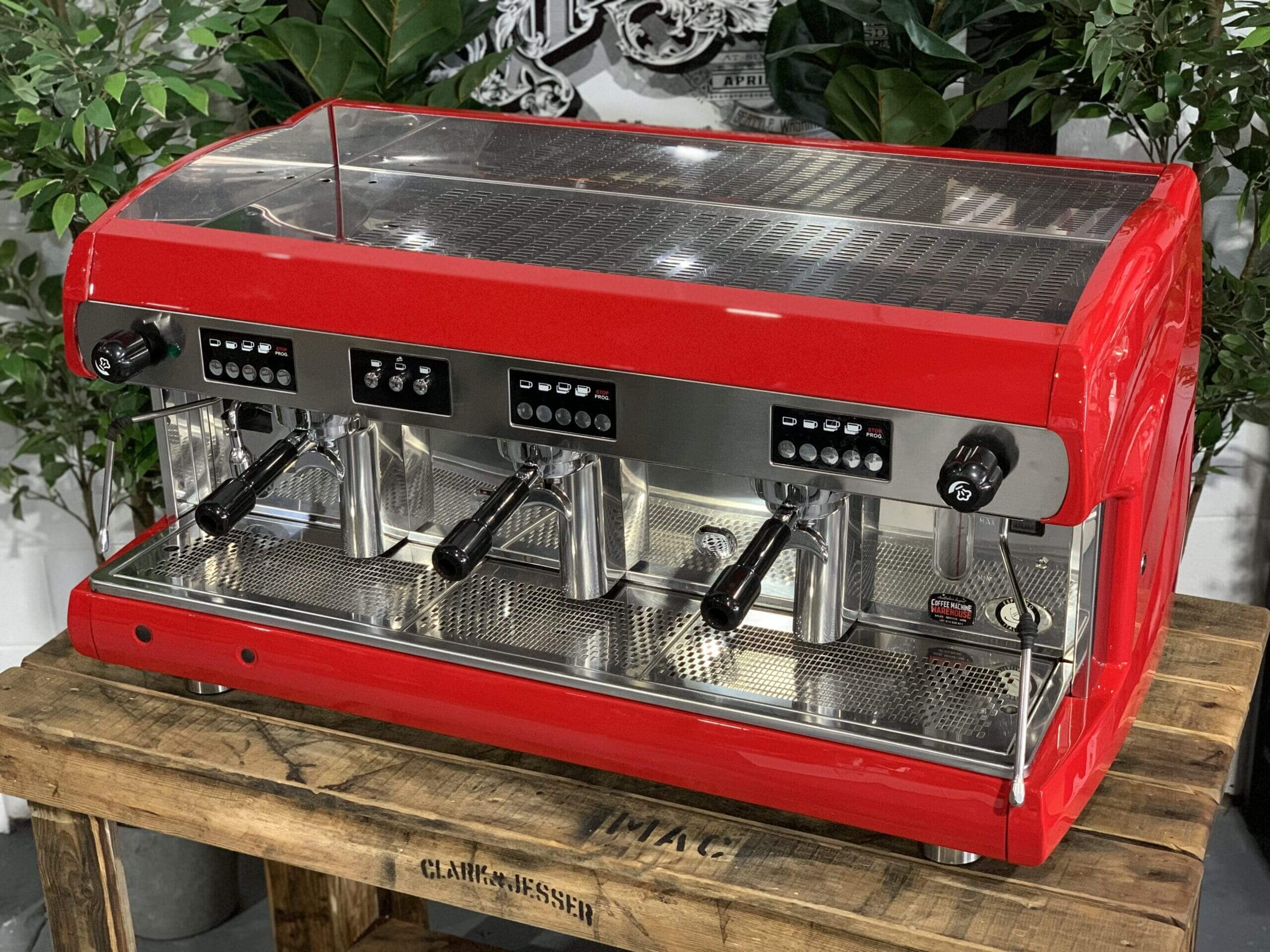 Wega Polaris High Cup - 3 Group Commercial Espresso Machine - Red
