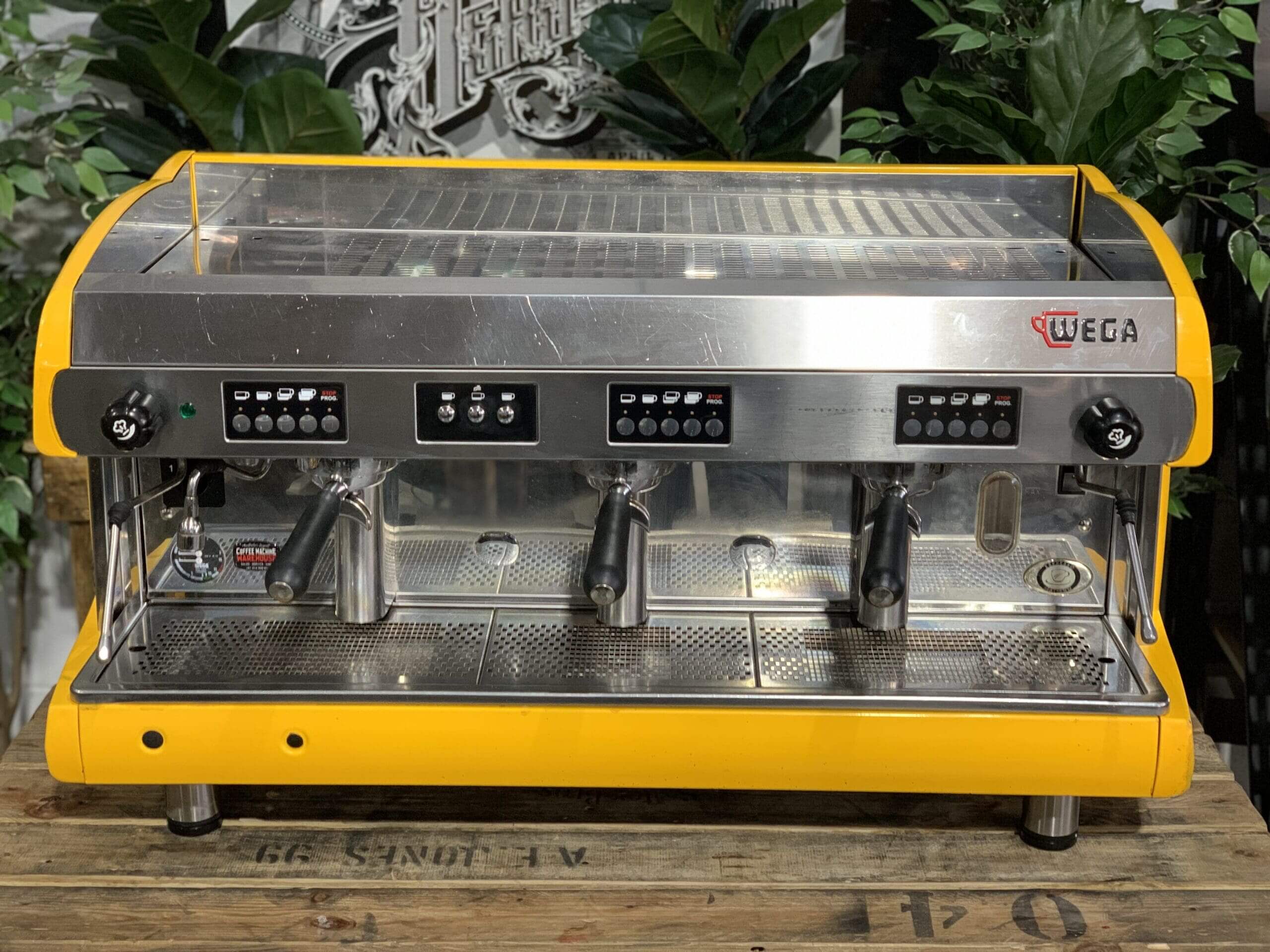 Wega Polaris High Cup - 3 Group Commercial Espresso Machine - Yellow