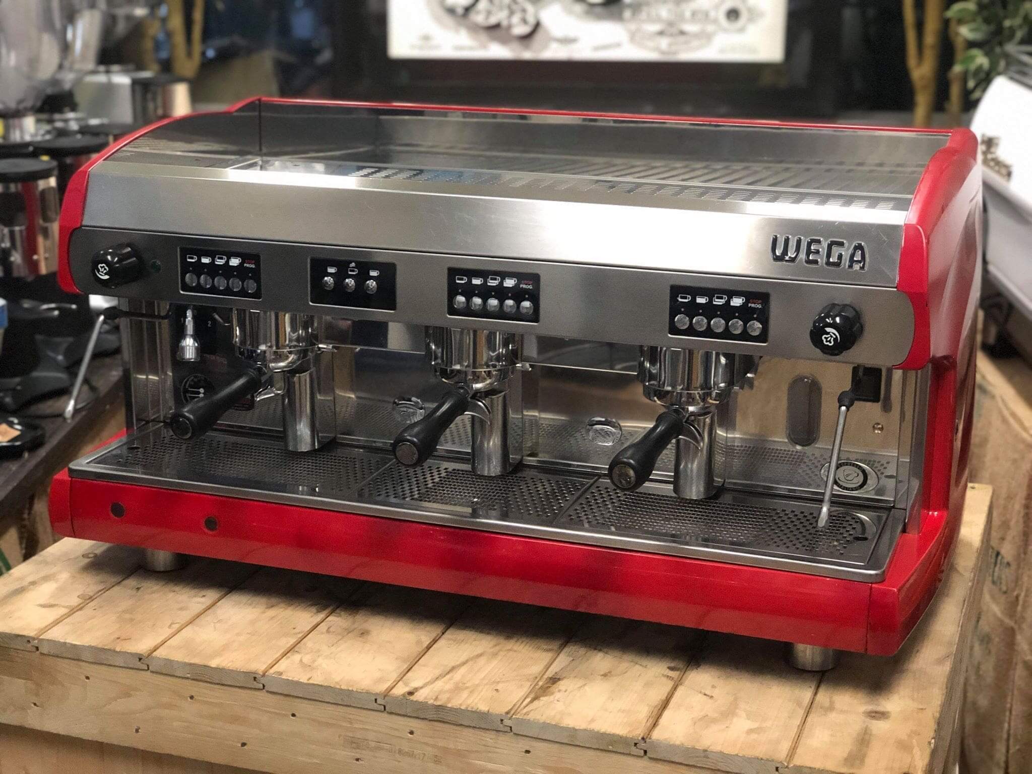 Wega Polaris Low Cup - 3 Group Commercial Espresso Machine - Red