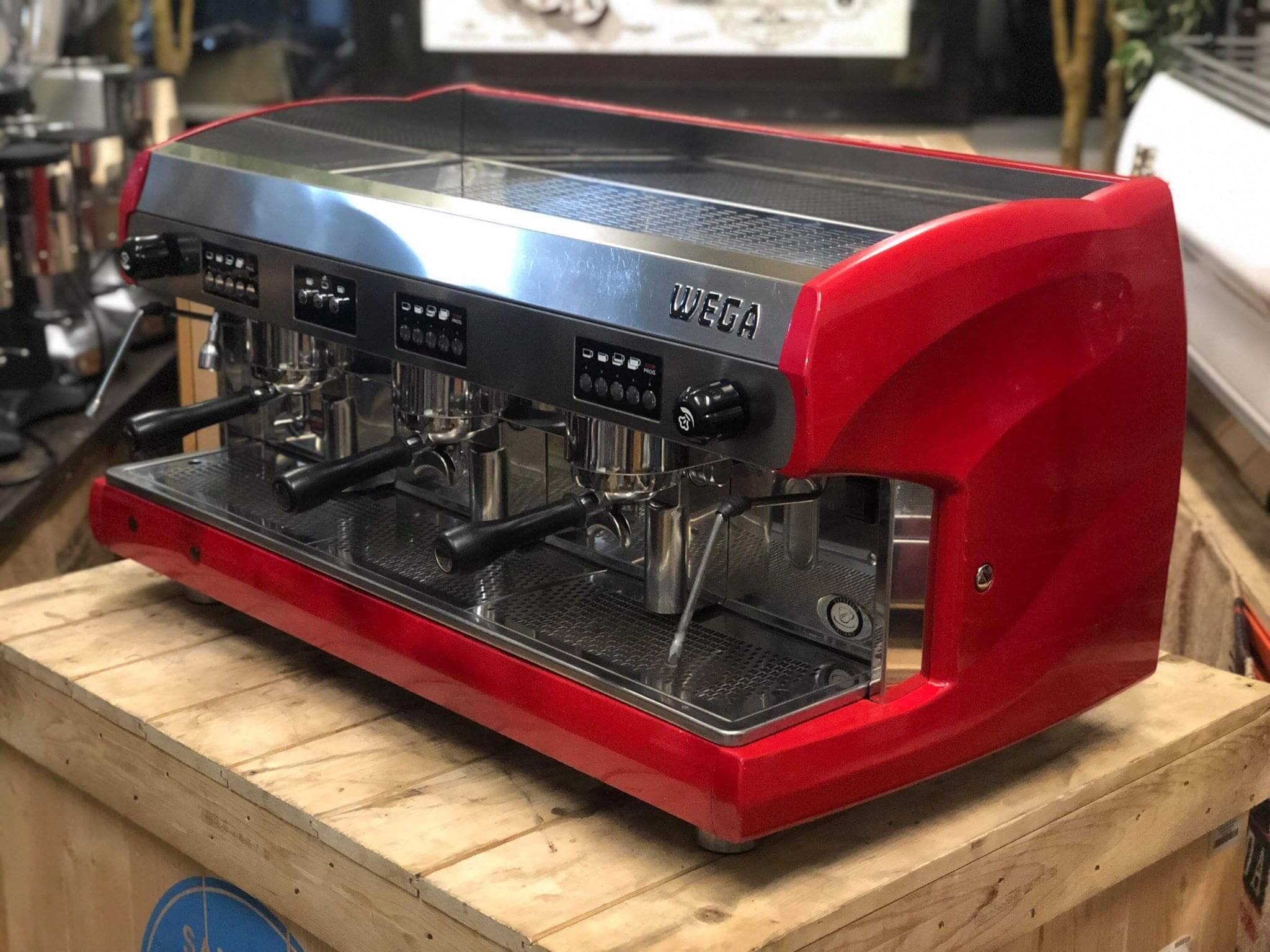 Wega Polaris Low Cup - 3 Group Commercial Espresso Machine - Red