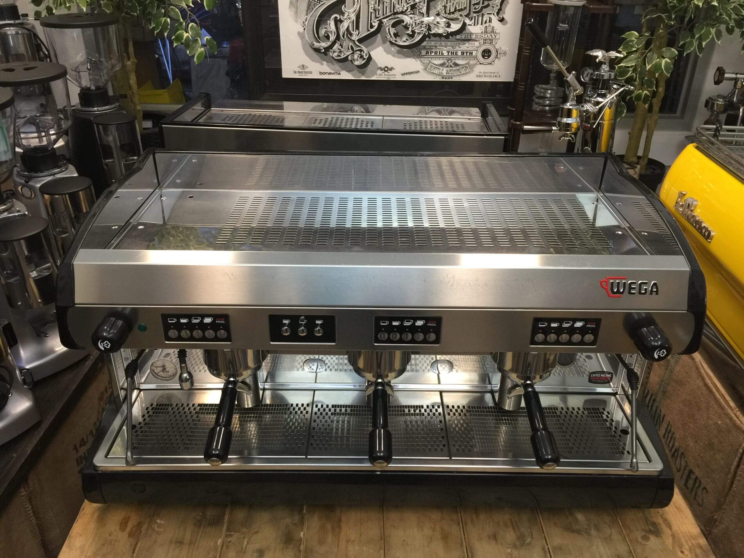 Wega Polaris Low Cup Metallic - 3 Group Commercial Espresso Machine - Black
