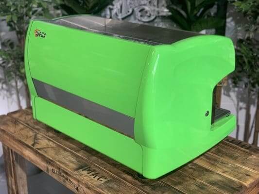 Wega Polaris Lime Green Handles - 2 Group Commercial Espresso Machine - Timber
