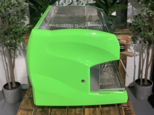Wega Polaris Lime Green Handles - 2 Group Commercial Espresso Machine - Timber