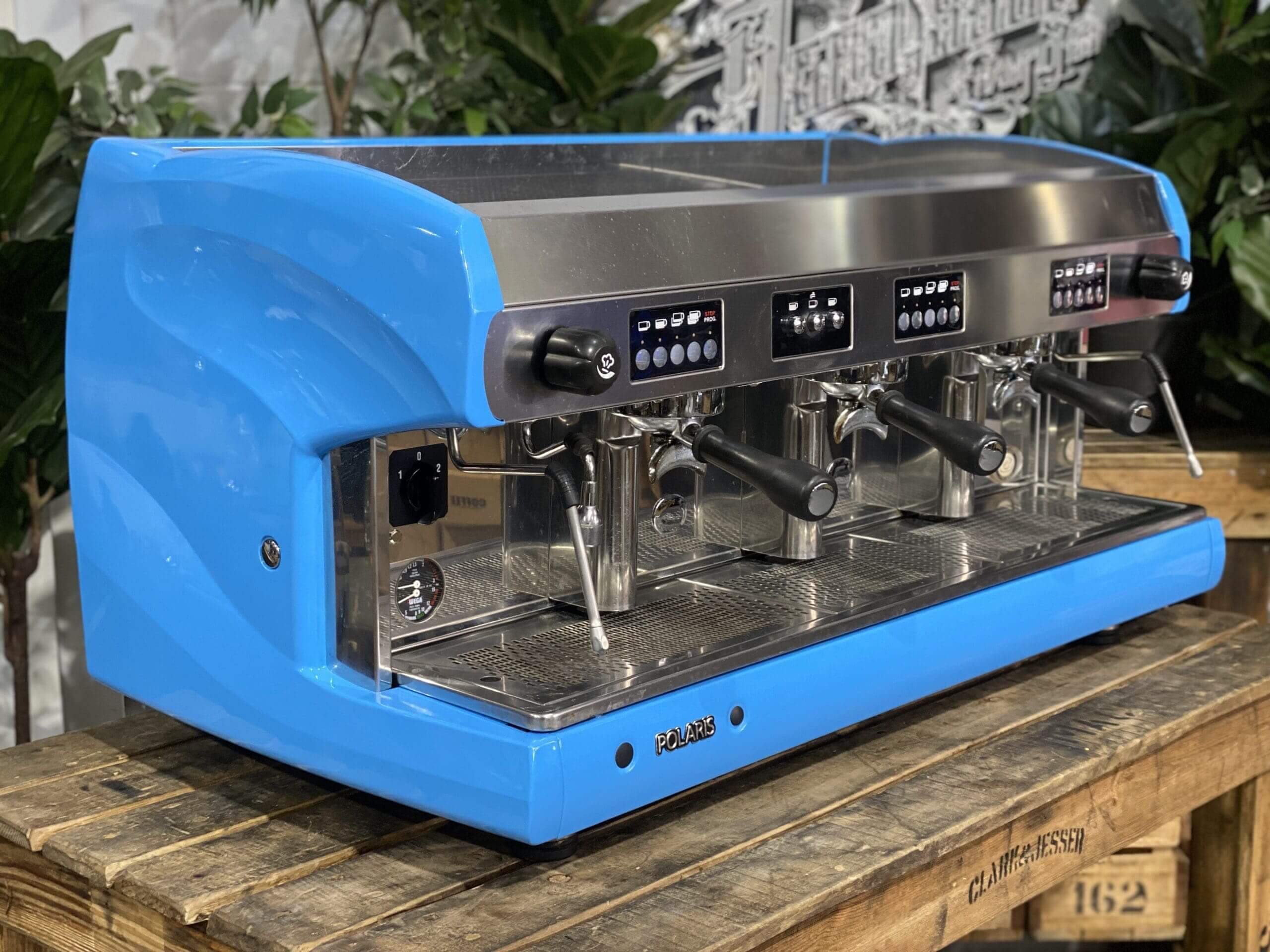 Wega Polaris High Cup Sky - 3 Group Commercial Espresso Machine - Blue