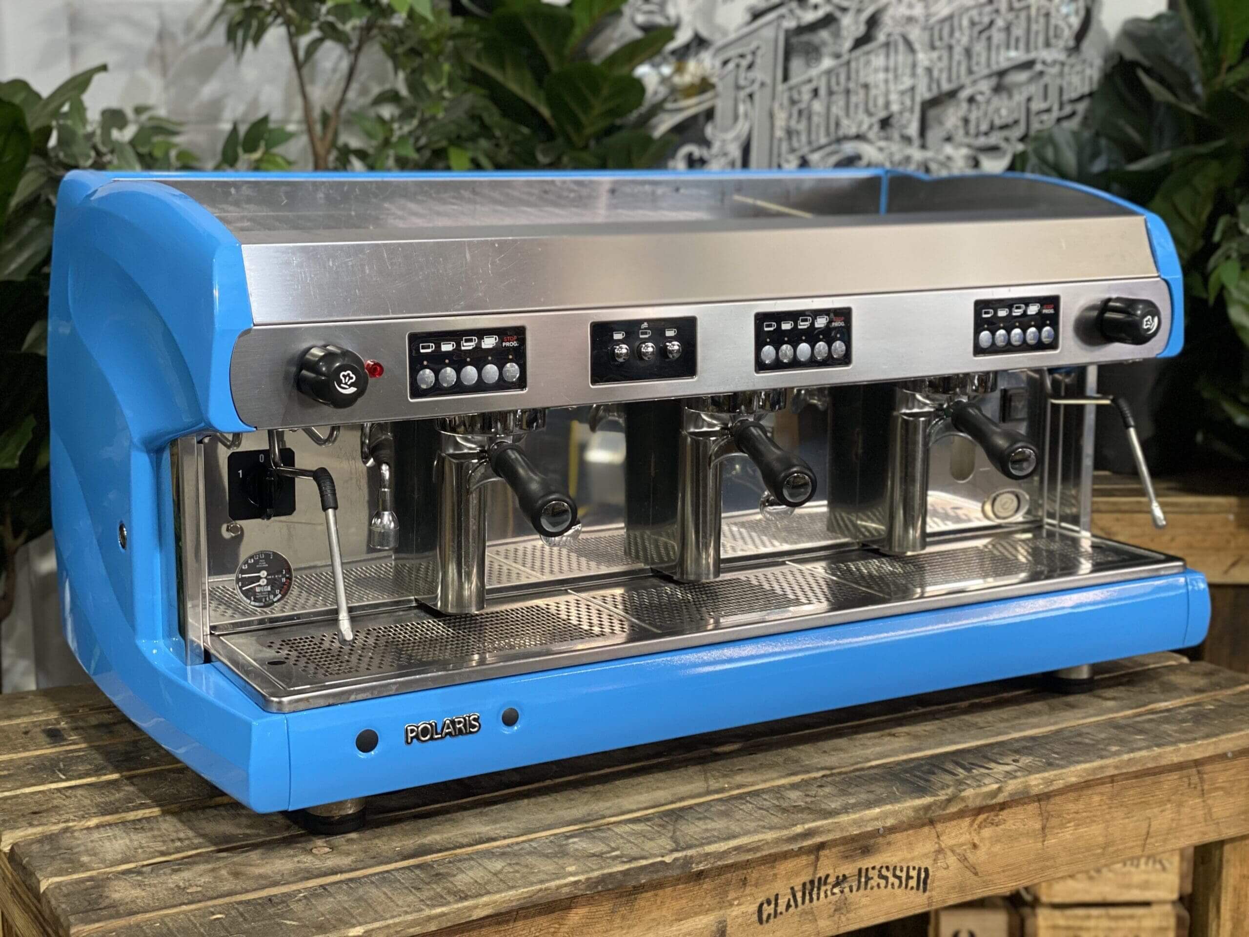 Wega Polaris High Cup Sky - 3 Group Commercial Espresso Machine - Blue