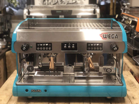 Wega Polaris Timber Handles High Cup - 2 Group Commercial Espresso Machine - Blue