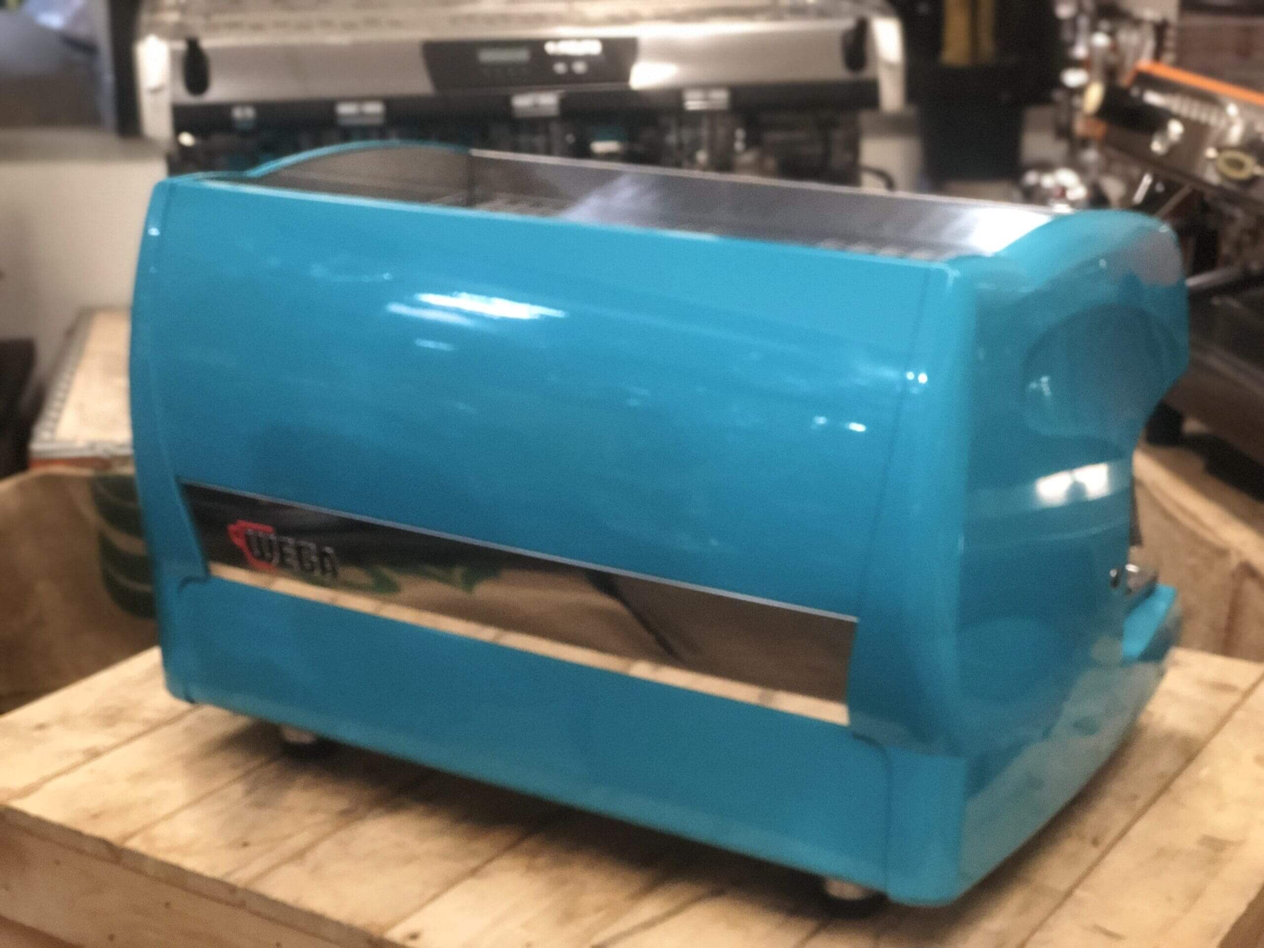 Wega Polaris Timber Handles High Cup - 2 Group Commercial Espresso Machine - Blue