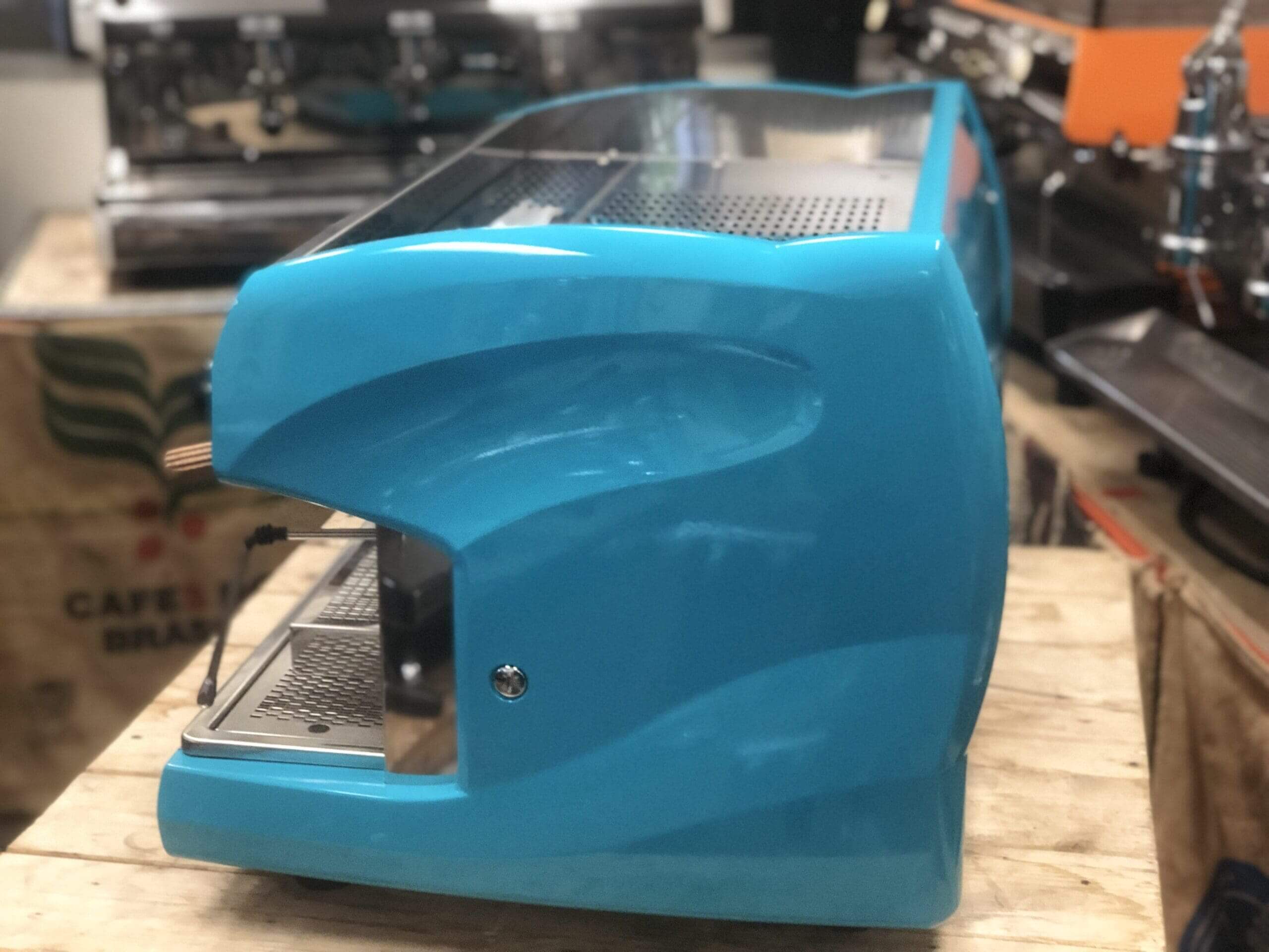 Wega Polaris Timber Handles High Cup - 2 Group Commercial Espresso Machine - Blue