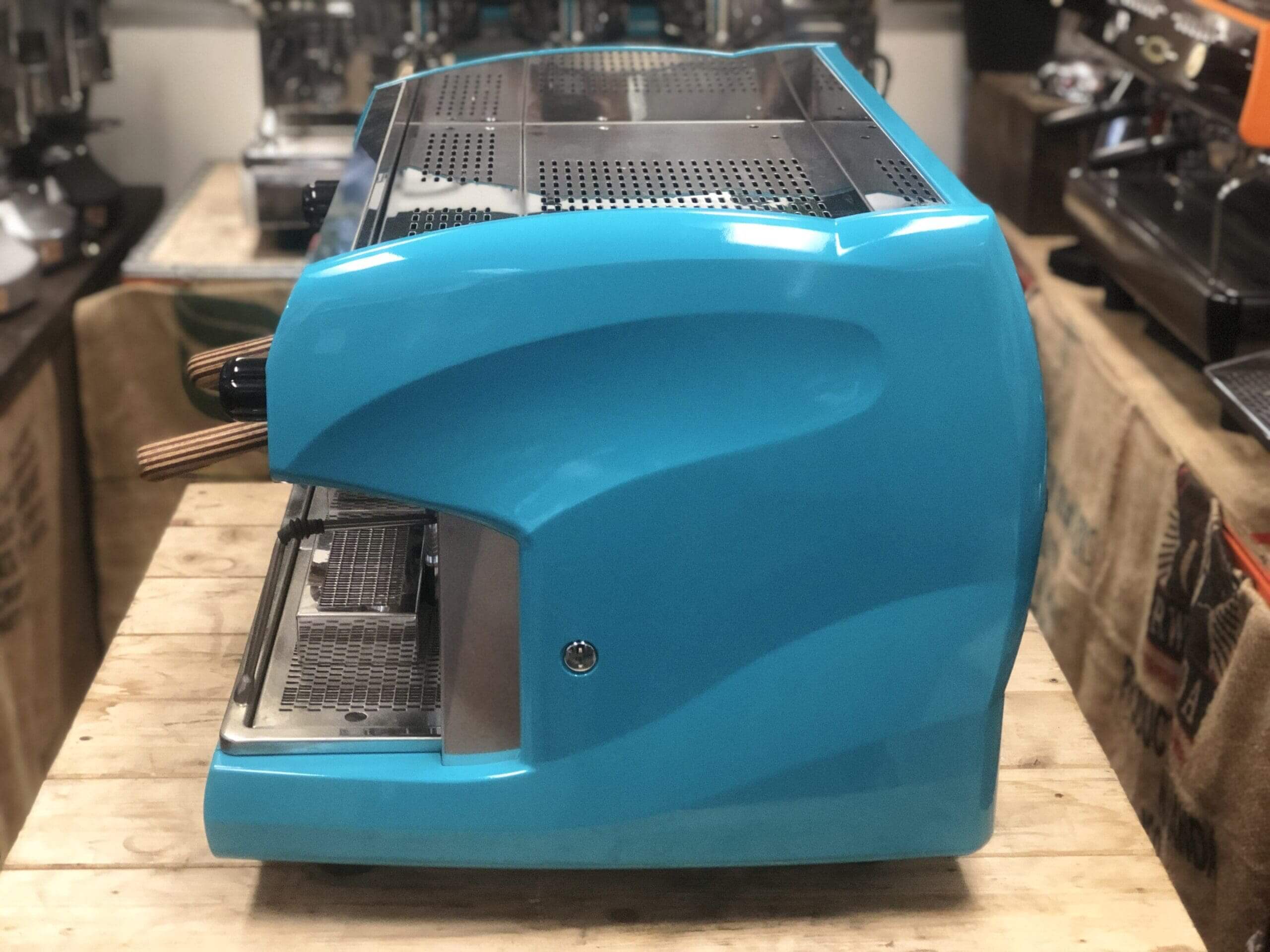 Wega Polaris Timber Handles High Cup - 2 Group Commercial Espresso Machine - Blue