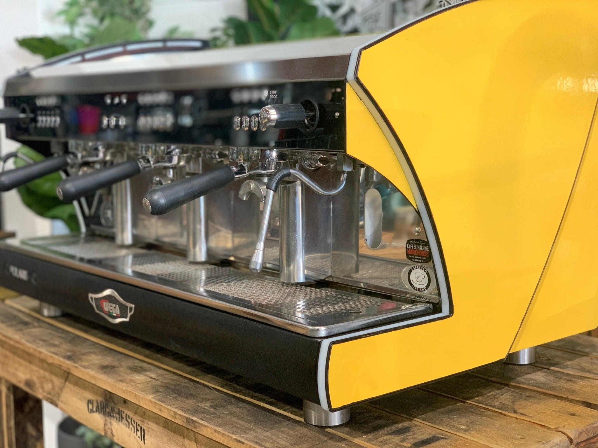 Wega Polaris Tron Yellow - 3 Group Commercial Espresso Machine - Black