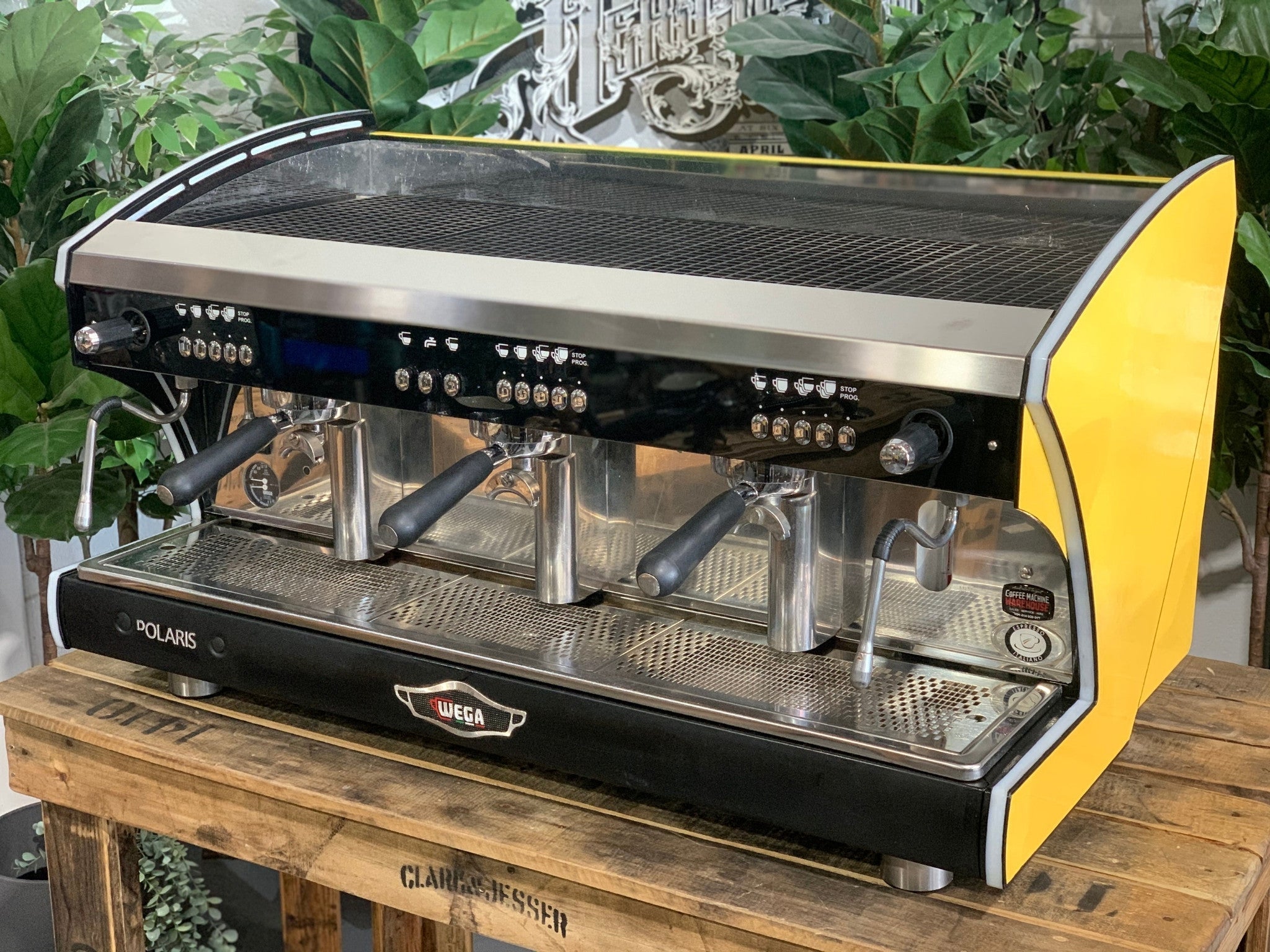 Wega Polaris Tron Yellow - 3 Group Commercial Espresso Machine - Black