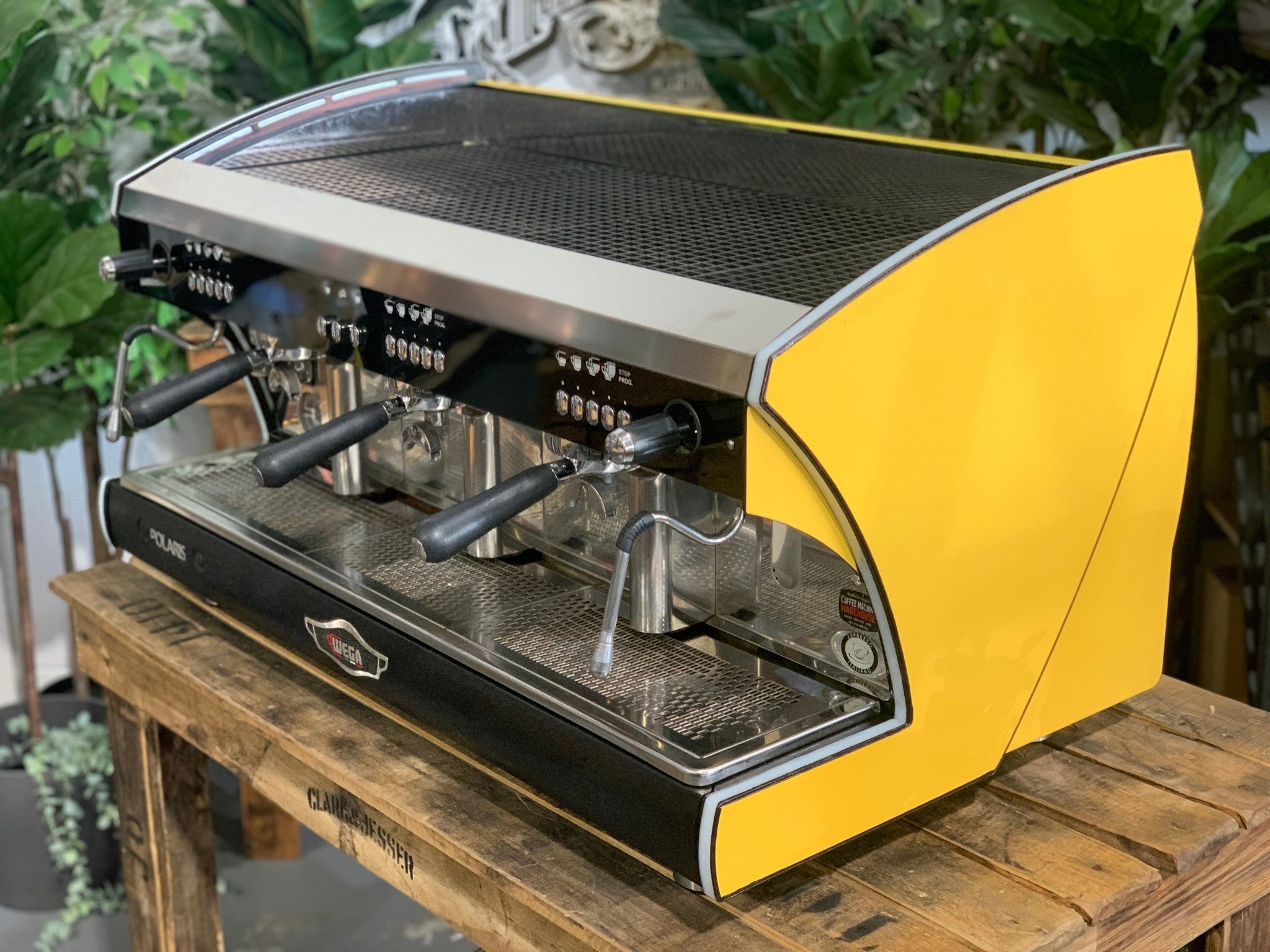 Wega Polaris Tron Yellow - 3 Group Commercial Espresso Machine - Black