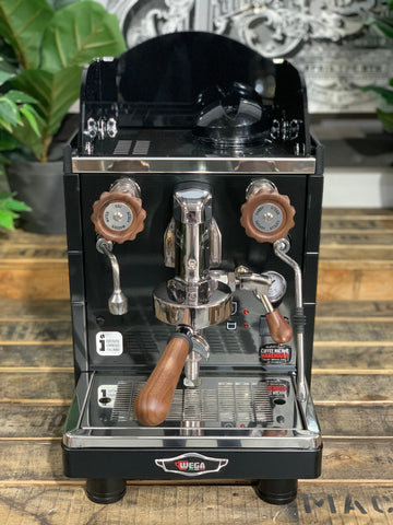 Wega Mininova Classic & Wooden Accents - 1 Group Commercial Espresso Machine - Black