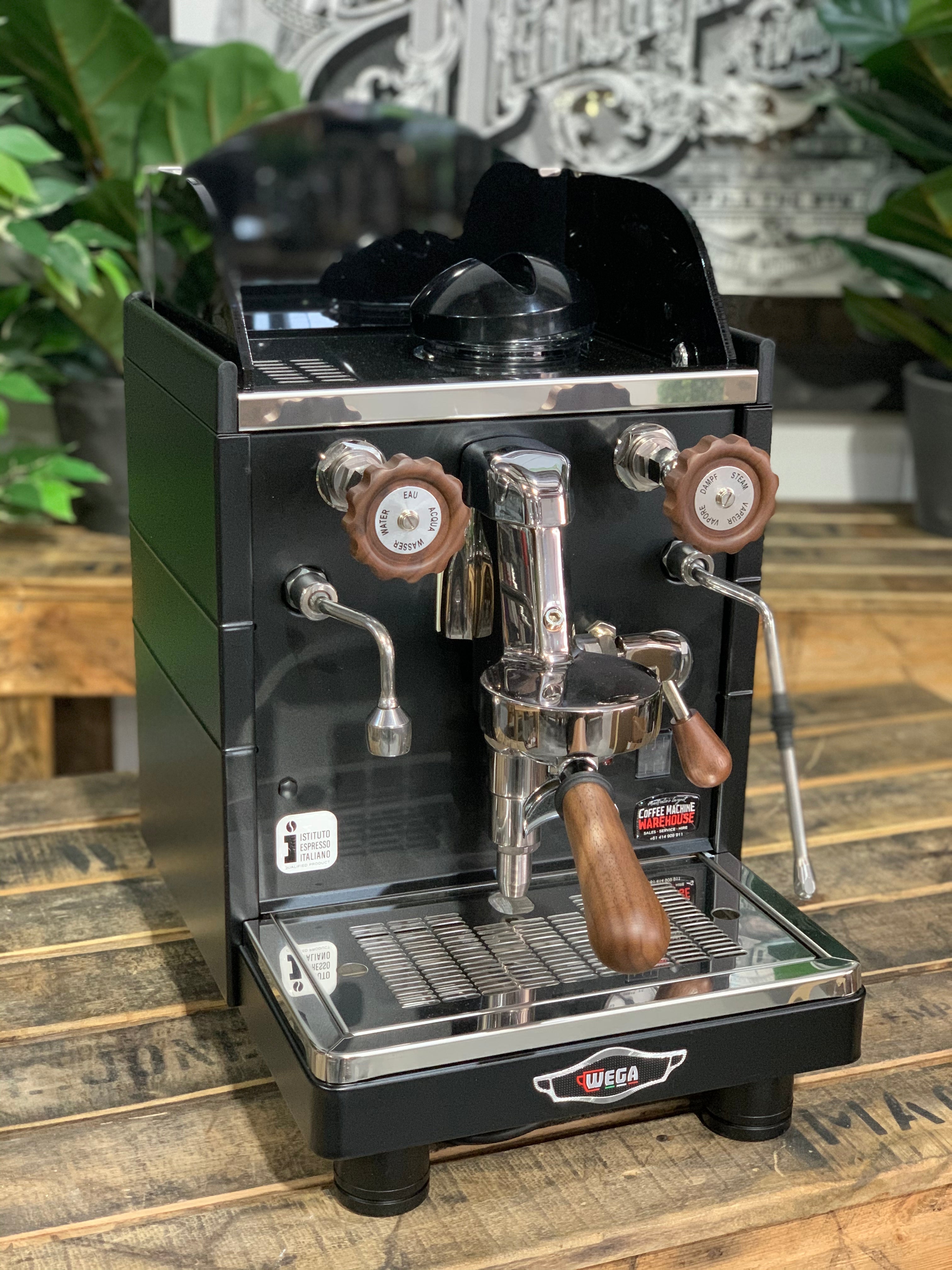 Wega Mininova Classic & Wooden Accents - 1 Group Commercial Espresso Machine - Black