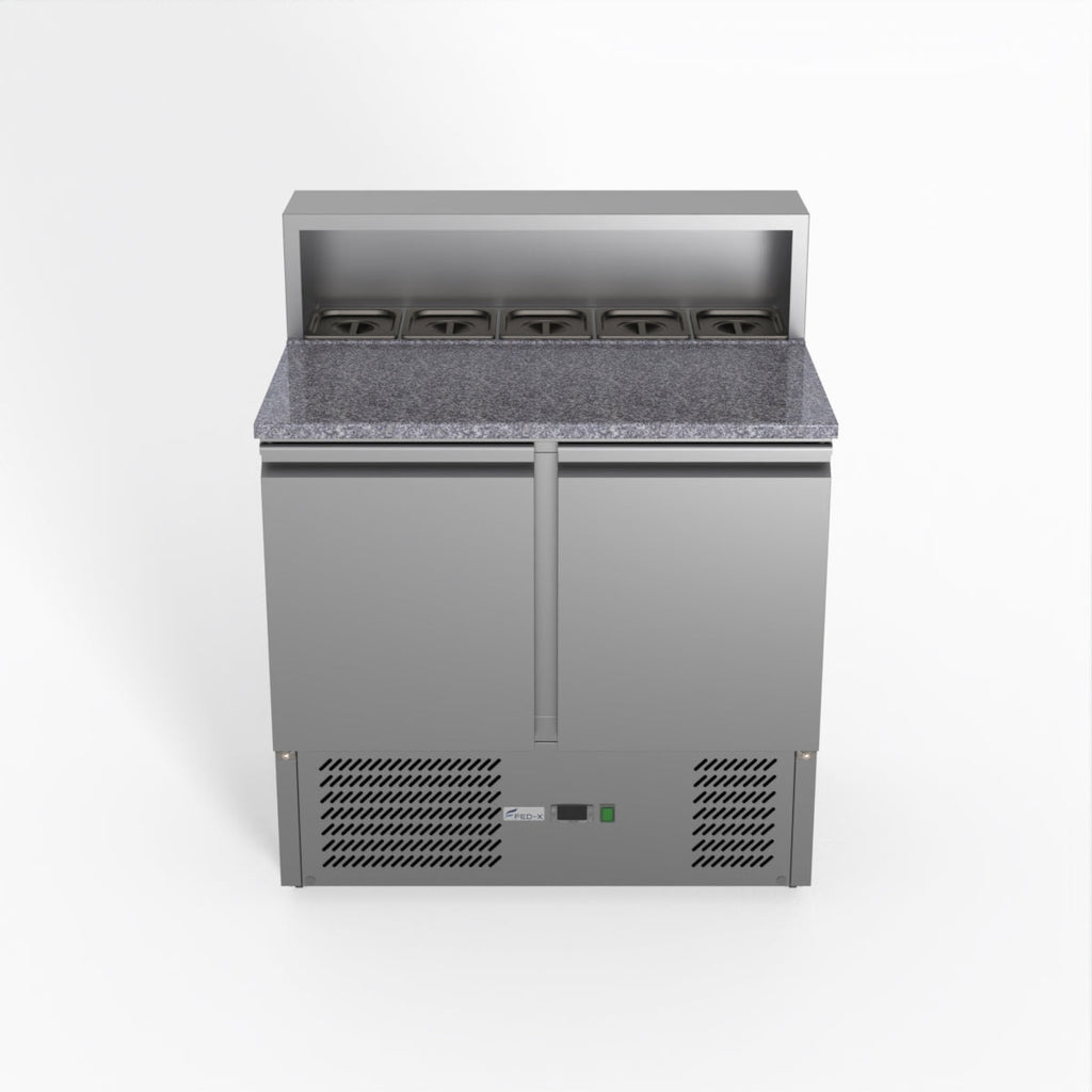 FED-X Two Door Salad Prep Fridge With Marble Top XGNS900E