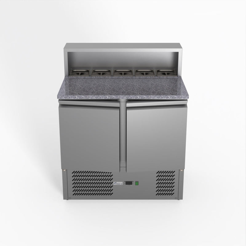 FED-X Two Door Salad Prep Fridge With Marble Top XGNS900E