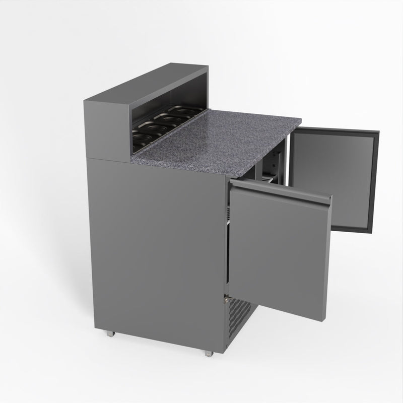 FED-X Two Door Salad Prep Fridge With Marble Top XGNS900E