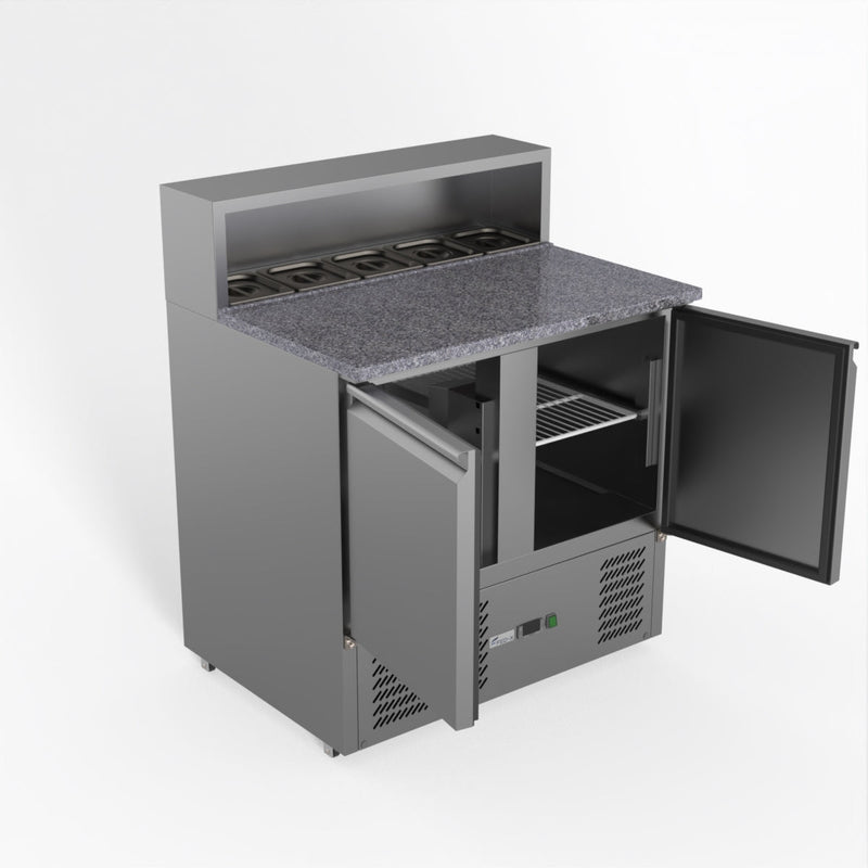 FED-X Two Door Salad Prep Fridge With Marble Top XGNS900E