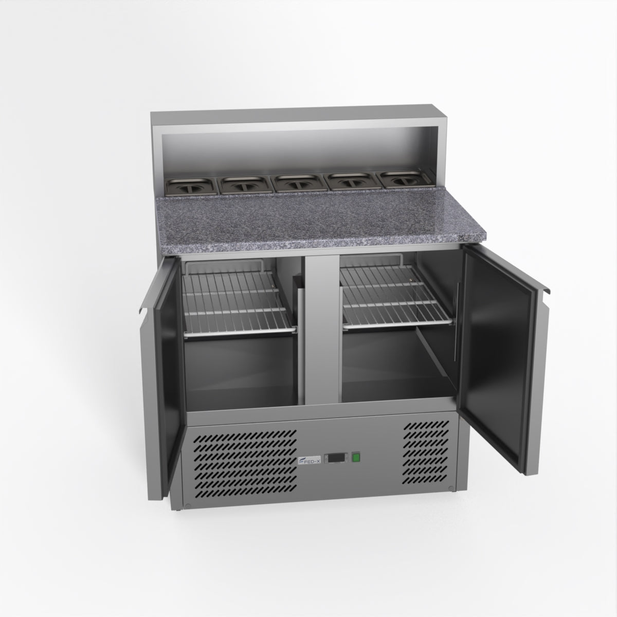 FED-X Two Door Salad Prep Fridge With Marble Top XGNS900E