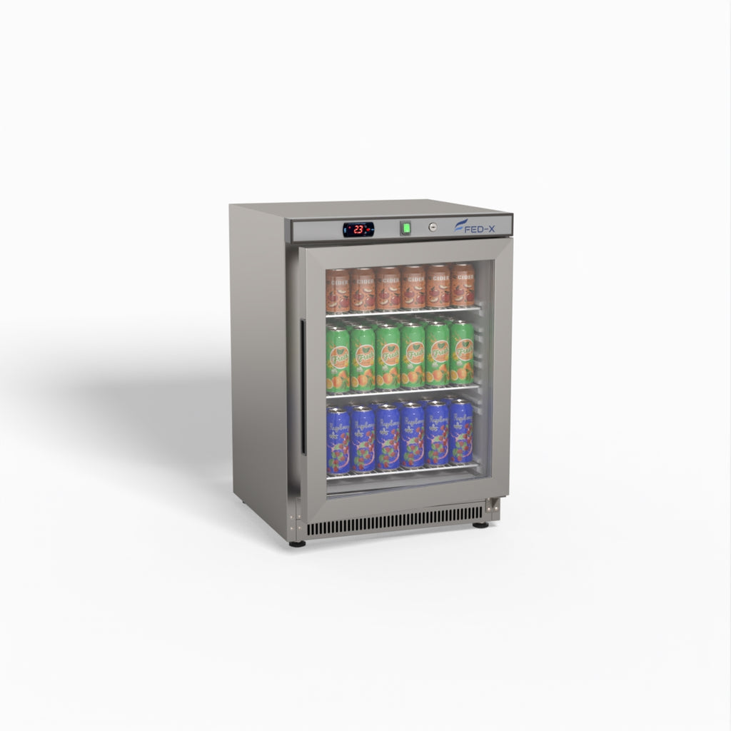 FED-X Thermaster Stainless Steel Upright Static Display Fridge XR200SG