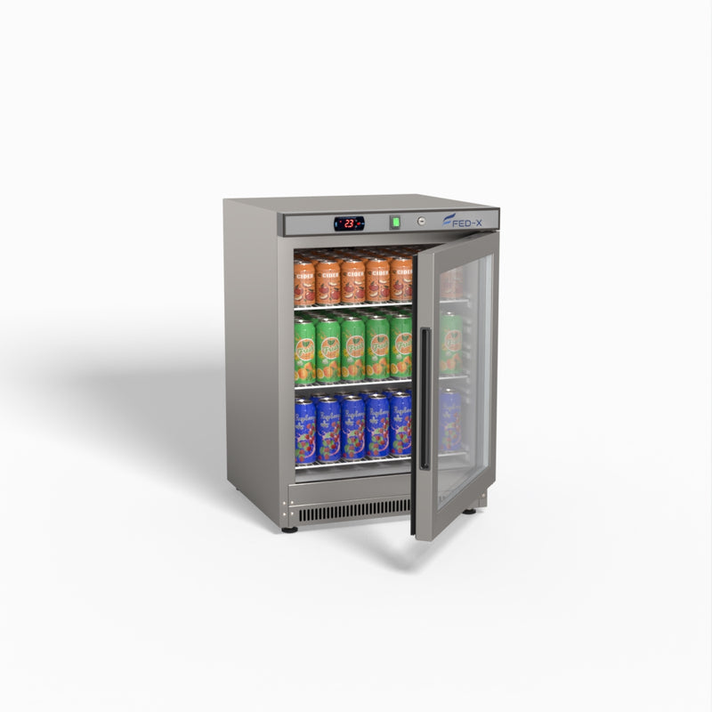 Thermaster Stainless Steel Upright Static Display Fridge XR200SG