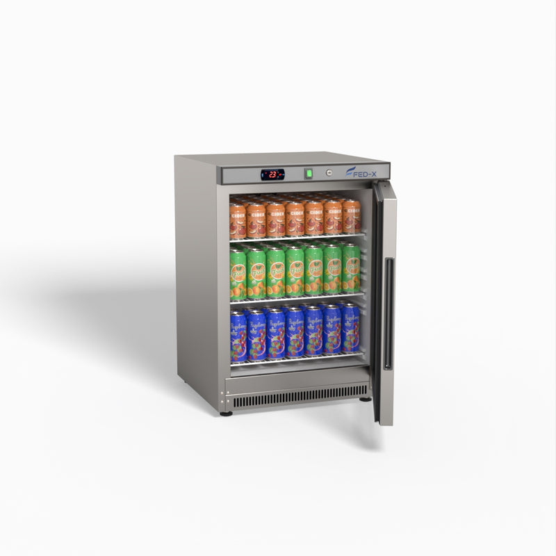 Thermaster Stainless Steel Upright Static Display Fridge XR200SG