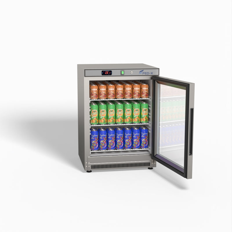 Thermaster Stainless Steel Upright Static Display Fridge XR200SG