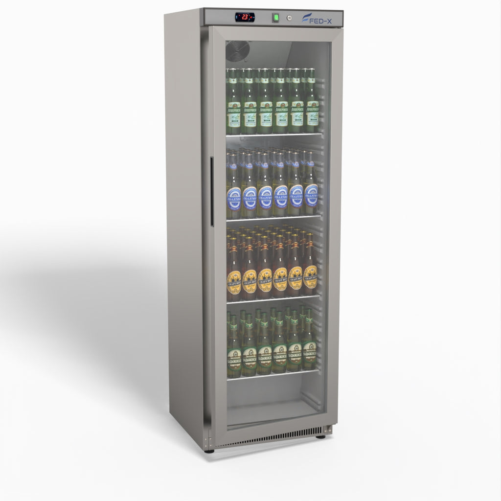 FED-X Thermaster Stainless Steel Upright Static Display Fridge XR400SG