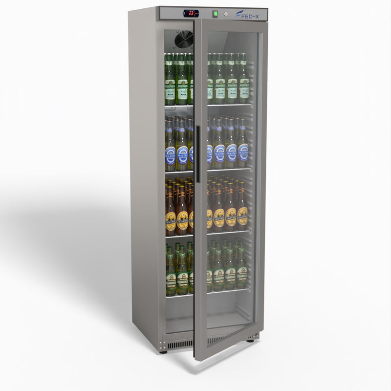 Thermaster Stainless Steel Upright Static Display Fridge XR400SG