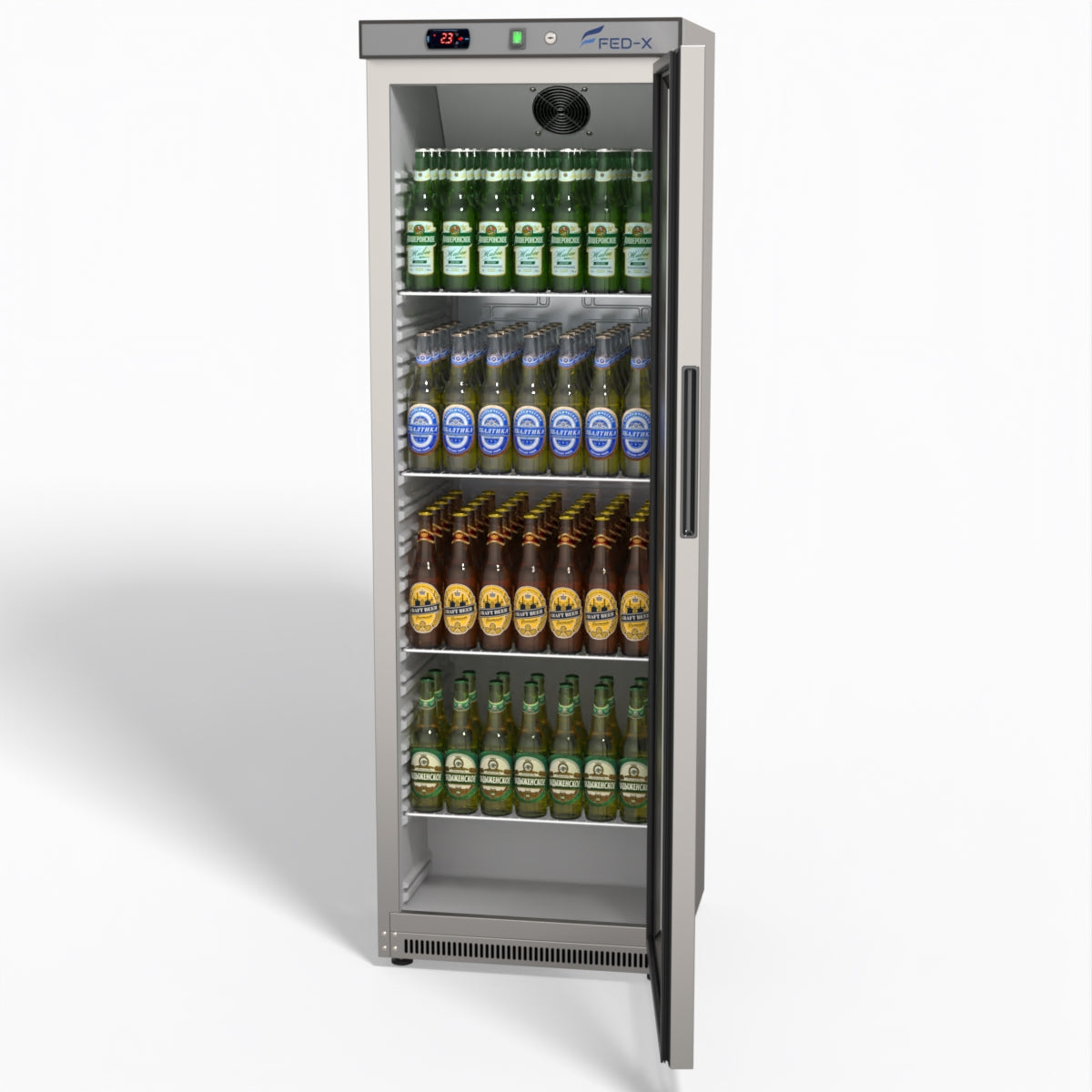 Thermaster Stainless Steel Upright Static Display Fridge XR400SG