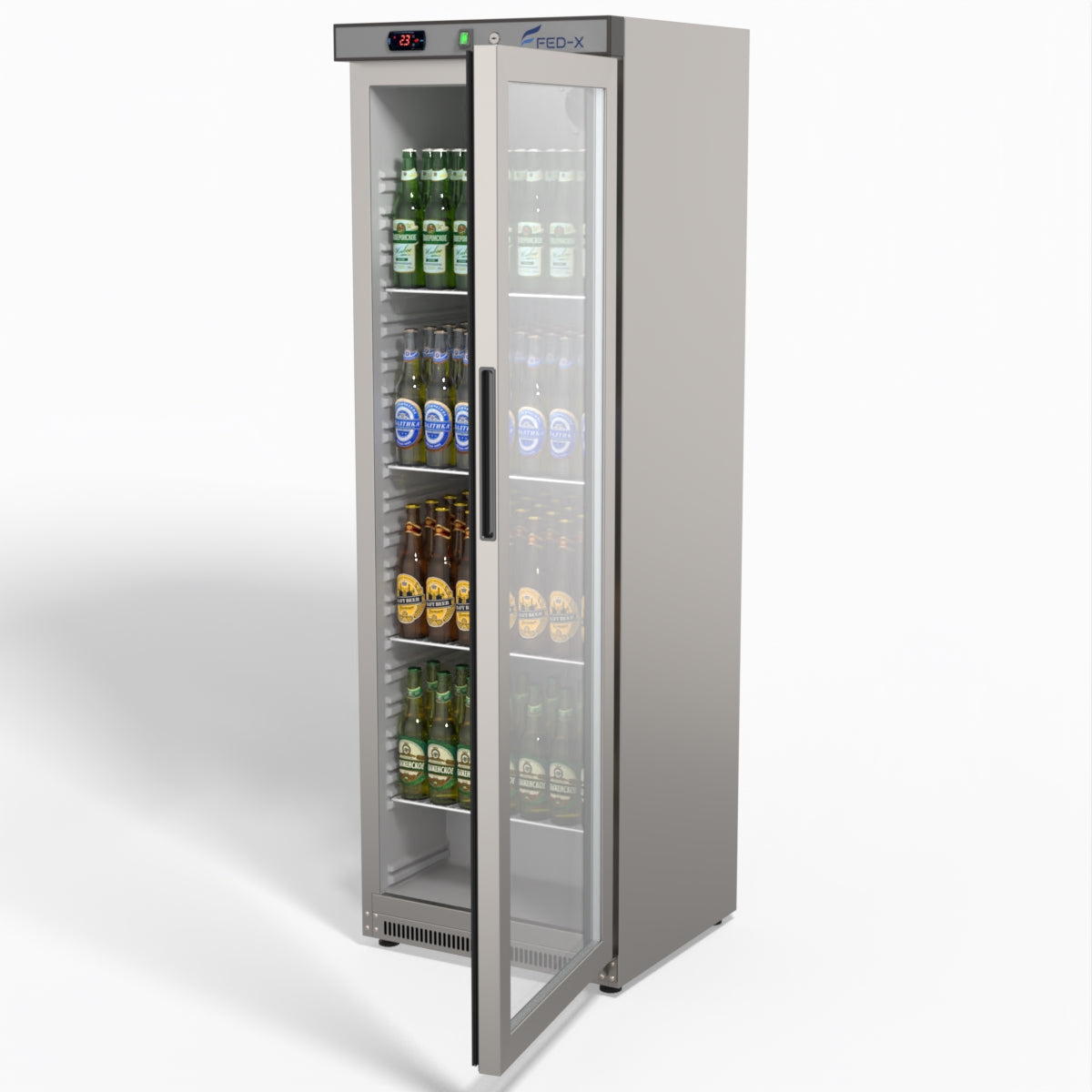 Thermaster Stainless Steel Upright Static Display Fridge XR400SG