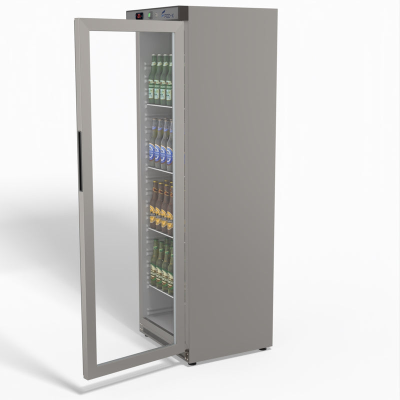 Thermaster Stainless Steel Upright Static Display Fridge XR400SG