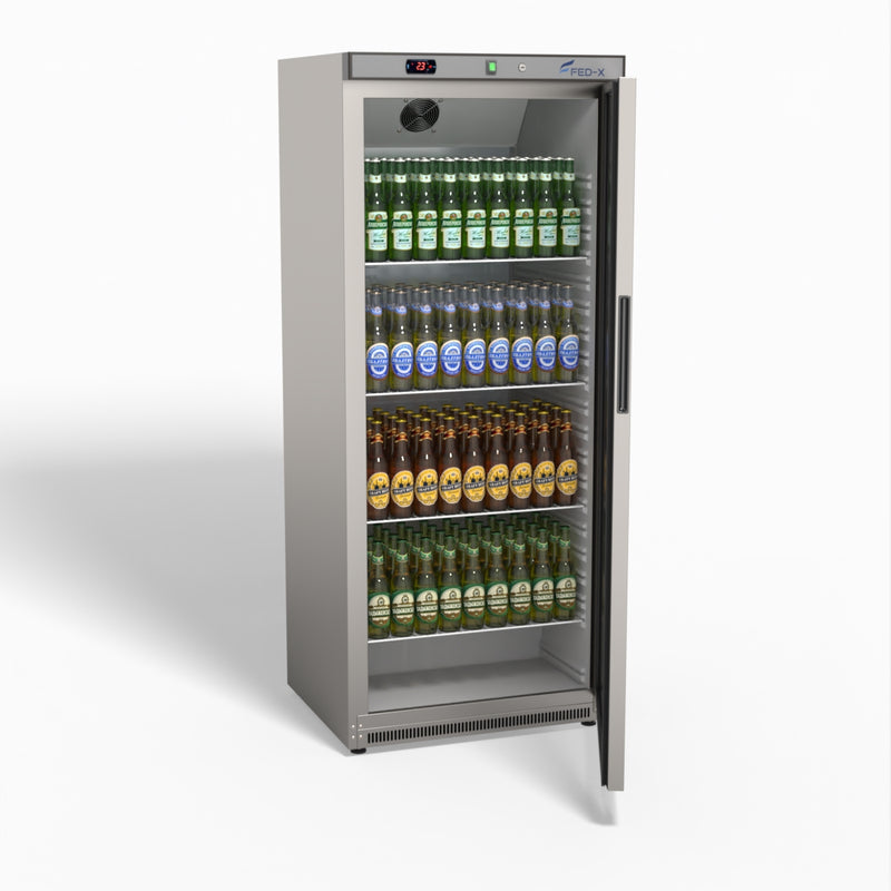 Thermaster Stainless Steel Upright Static Display Fridge XR600SG