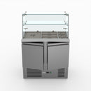 FED-X Two Door Salad Prep Fridge With Square Glass Top XS900GC