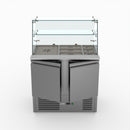 FED-X Two Door Salad Prep Fridge With Square Glass Top XS900GC