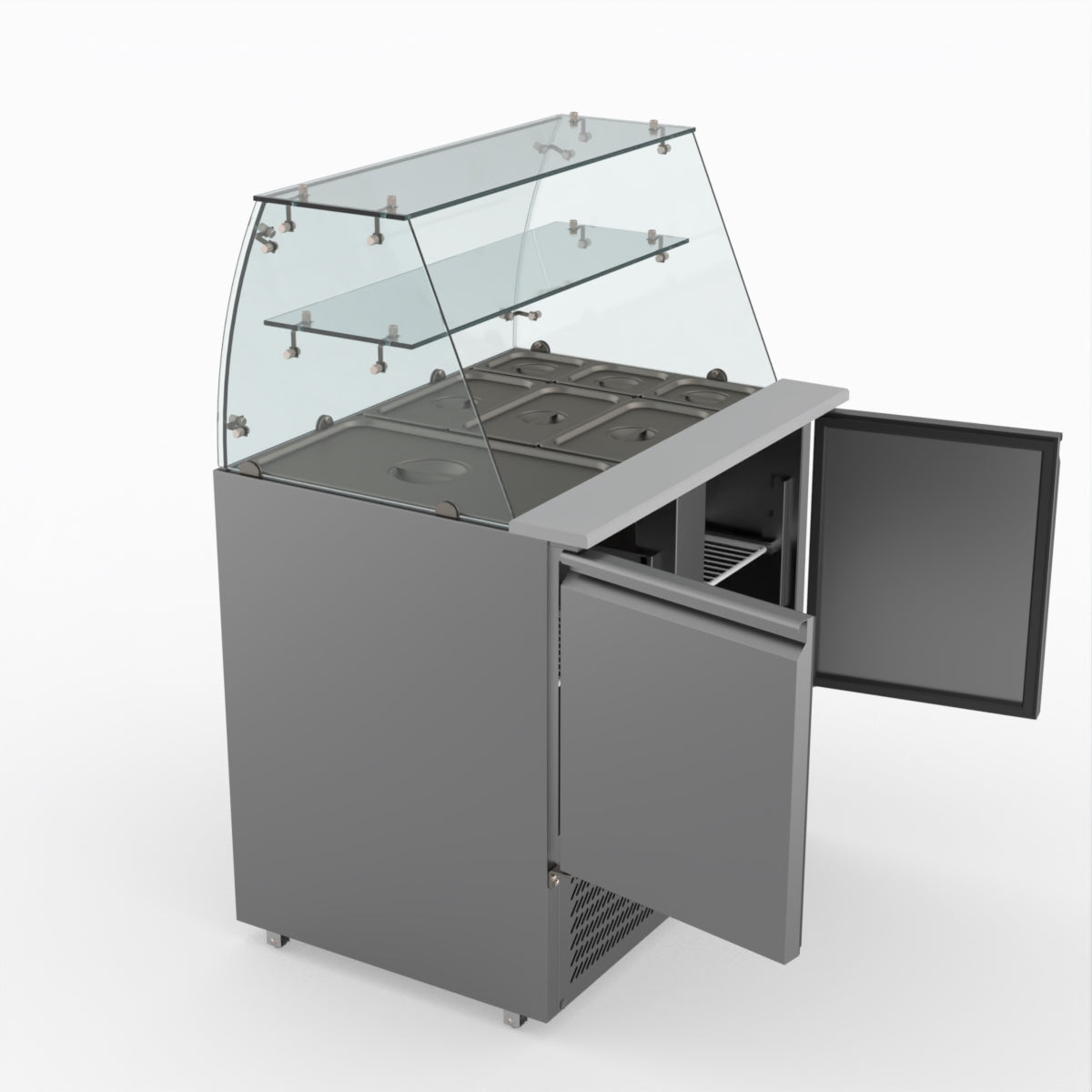 FED-X Two Door Salad Prep Fridge With Square Glass Top XS900GC