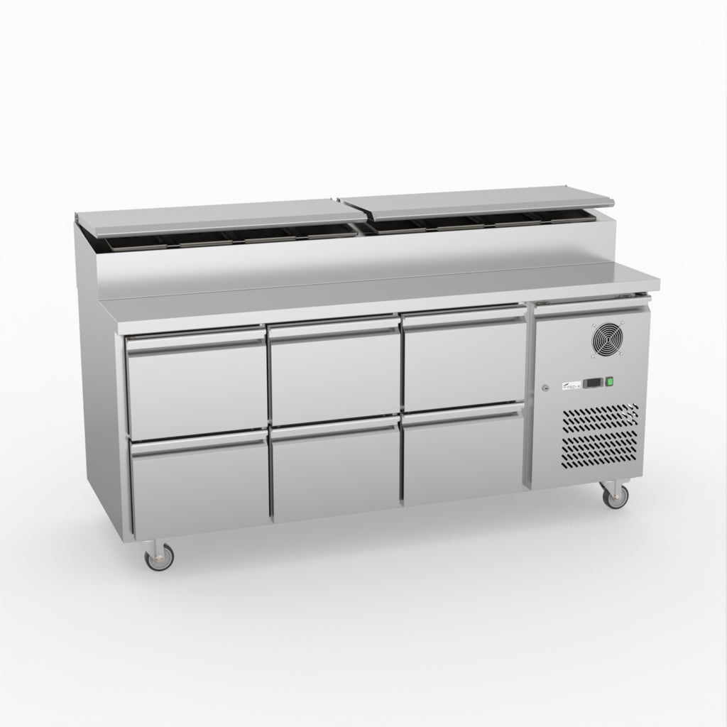 FED-X Six Drawer Salad Prep Fridge XSS7C18S3V-6D