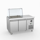 FED-X Two Door Salad Prep Fridge With Curve Glass Top XTHP2100SALGC