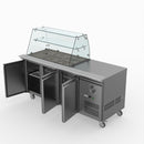 FED-X Three Door Salad Prep Fridge With Curve Glass Top XTHP3100SALGC