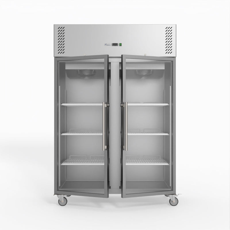 FED-X S/S Two Full Glass Door Upright Freezer XURF1200G2V