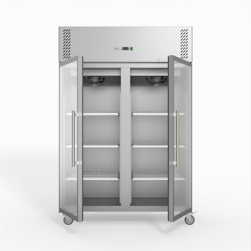 FED-X S/S Two Full Glass Door Upright Freezer XURF1200G2V