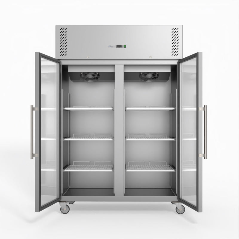 FED-X S/S Two Full Glass Door Upright Freezer XURF1200G2V