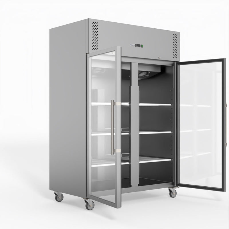 FED-X S/S Two Full Glass Door Upright Fridge XURC1200G2V