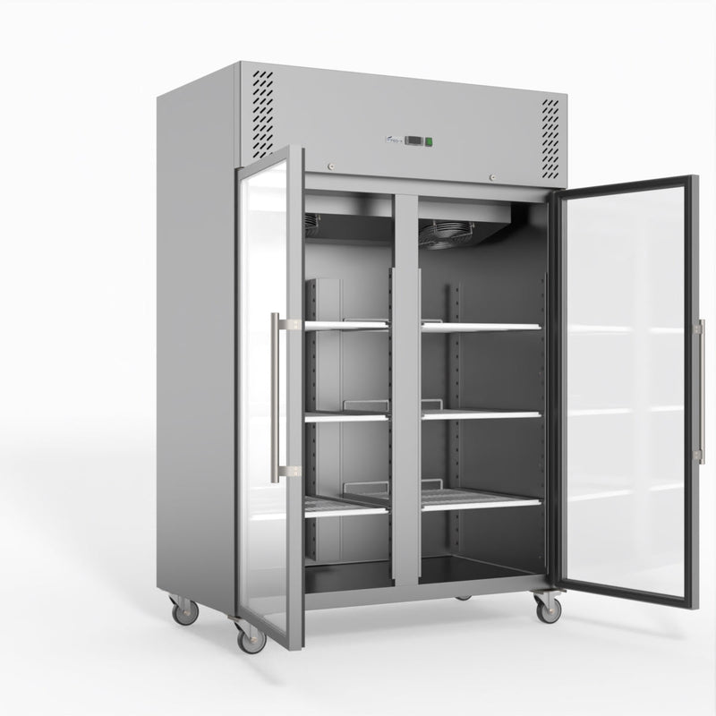 FED-X S/S Two Full Glass Door Upright Fridge XURC1200G2V