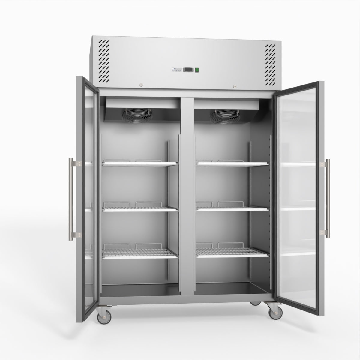 FED-X S/S Two Full Glass Door Upright Freezer XURF1200G2V