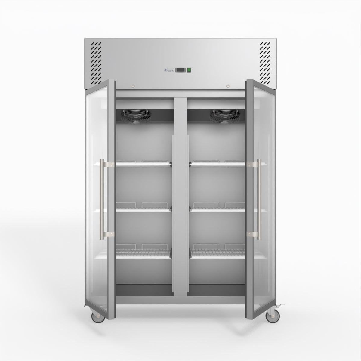 FED-X S/S Two Full Glass Door Upright Fridge XURC1200G2V