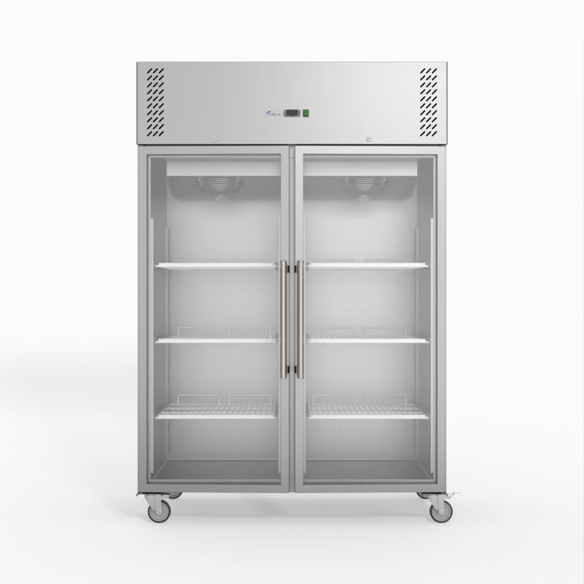 FED-X S/S Two Full Glass Door Upright Fridge XURC1200G2V