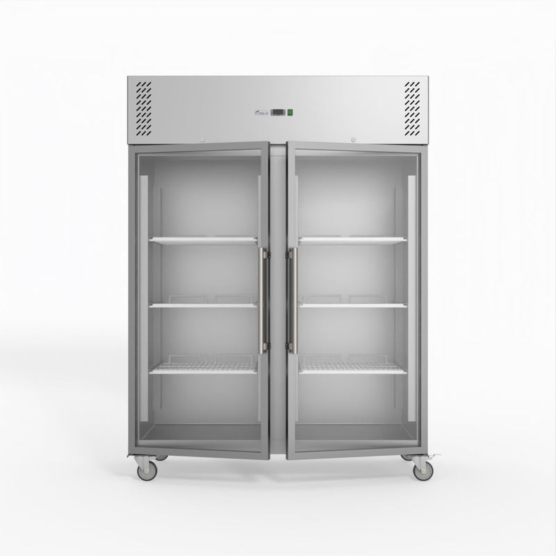 FED-X S/S Two Full Glass Door Upright Freezer XURF1410G2V