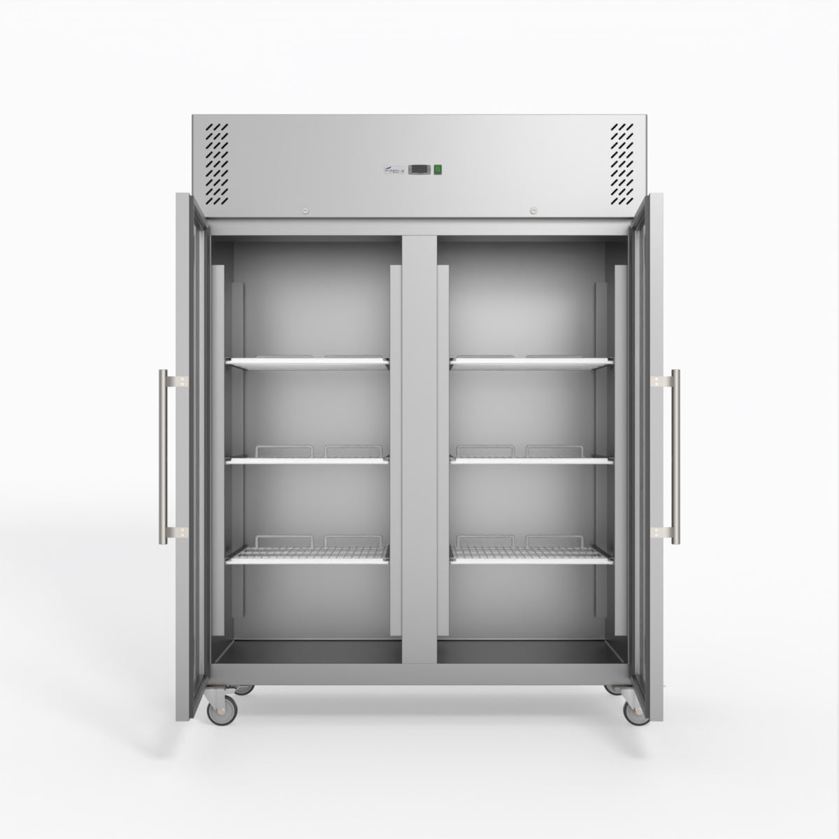 FED-X S/S Two Full Glass Door Upright Freezer XURF1410G2V